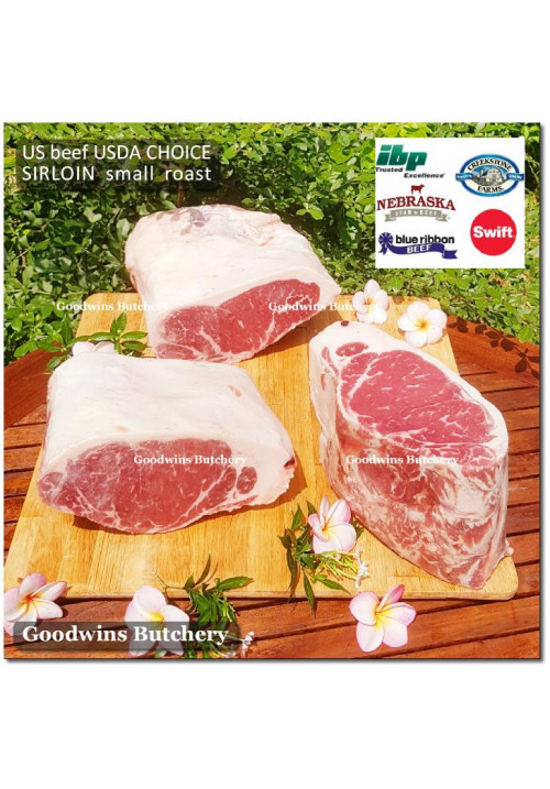 Beef Sirloin America USDA US CHOICE (Striploin / Porterhouse / Has Luar) frozen portioned roast cuts 4" 10cm +/-2kg/pc (price/kg) brand IBP